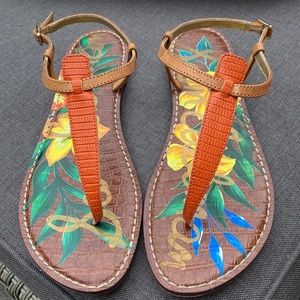Sam Edelman orange & tan size 10 sandal